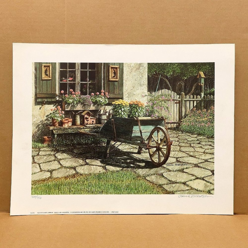 Chuck Huddleston "Murphy's Wheel Barrow" Signed Lithograph Print Unframed Art